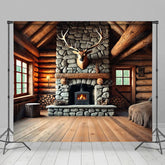 Aperturee - Aperturee Fathers Day Rustic Cabin Bull Skull Photo Backdrop